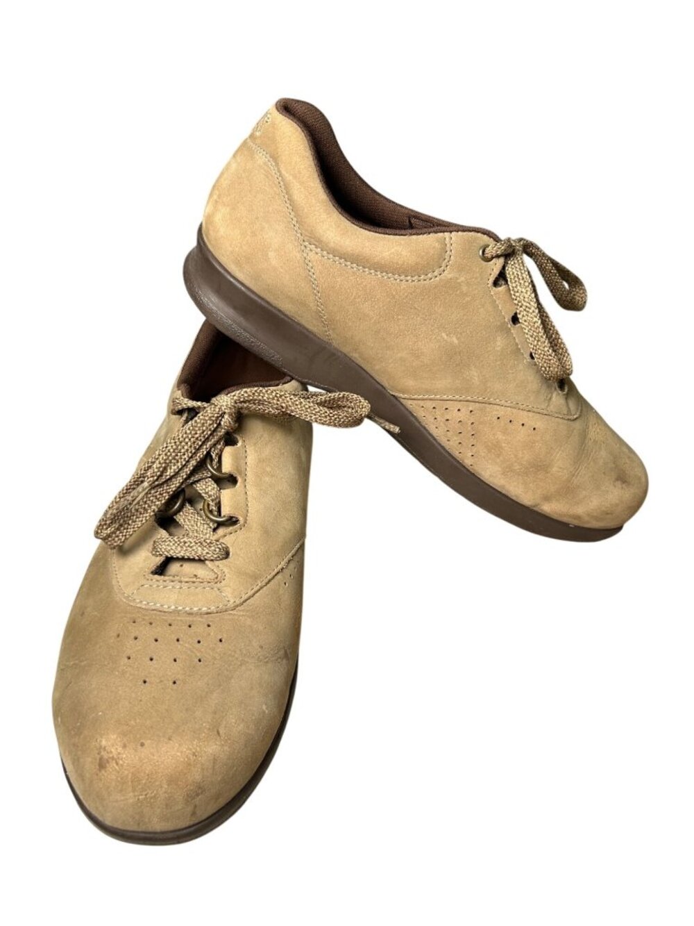 SAS Tan Suede LaceUp Comfort Walking Shoes Women's 7.5 WW Casual Comfort Support